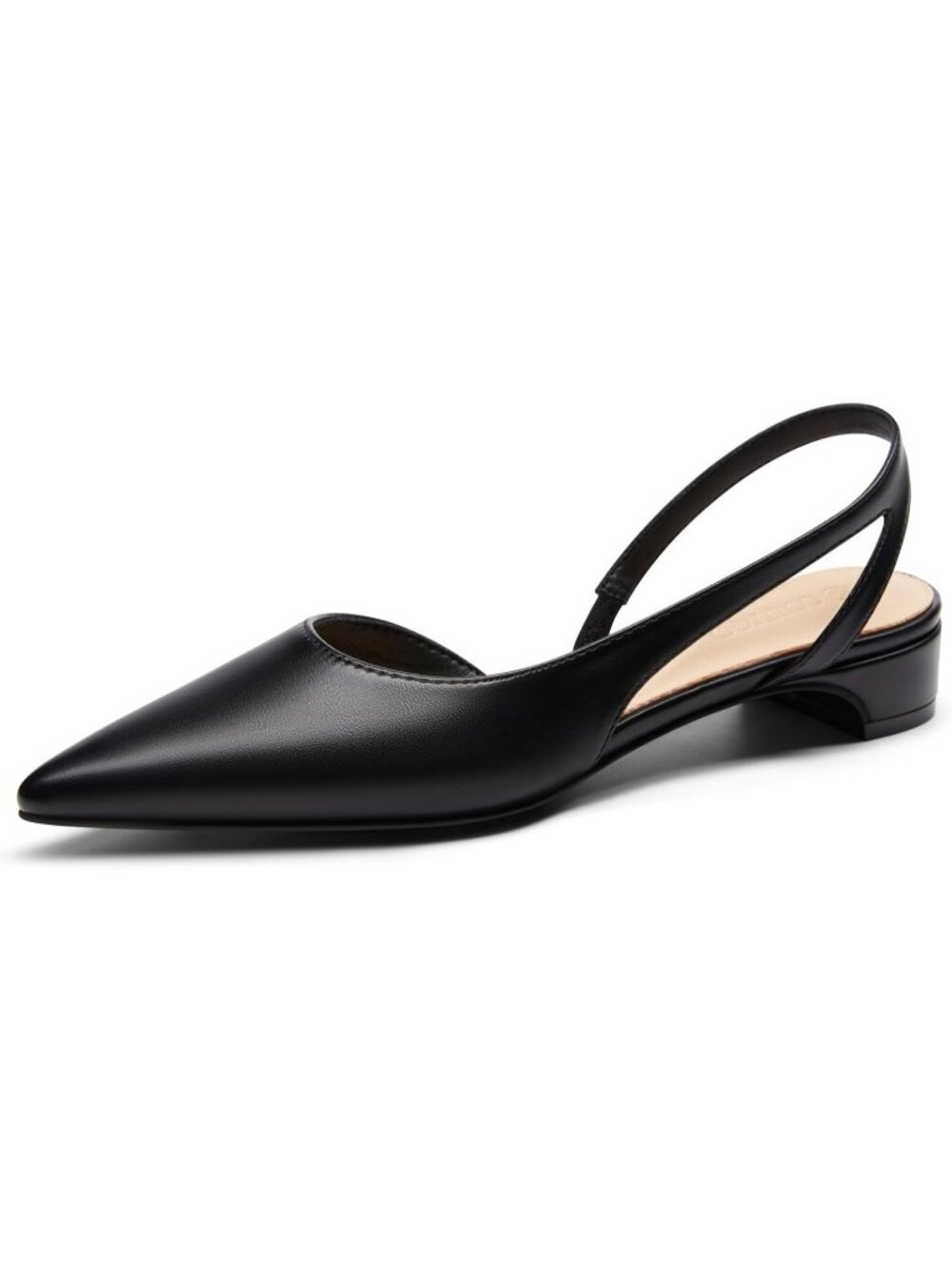 Women's Pu Black Closed Pointed Toe Chunky Low Heels Pumps D'Orsay Dress Shoes